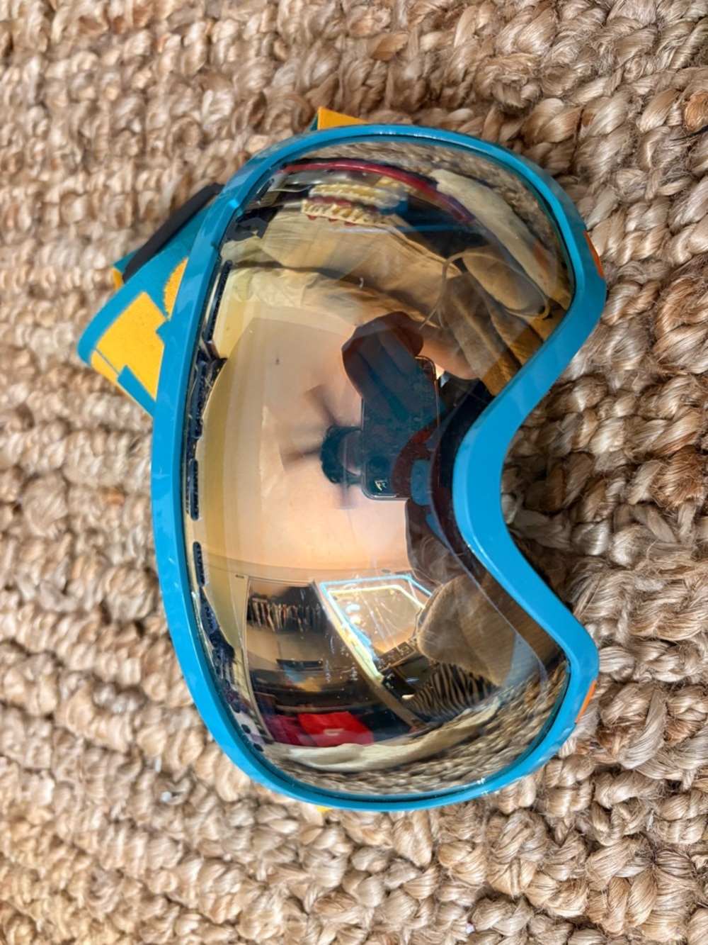 Blue and Yellow Ski/Snowboard Goggles with Mirrored Lens